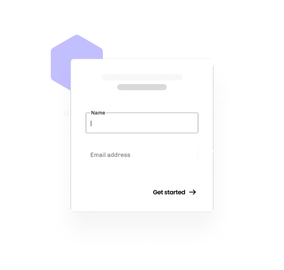 An eola sign-up card asking for a name and an email address, with nothing else to fill in