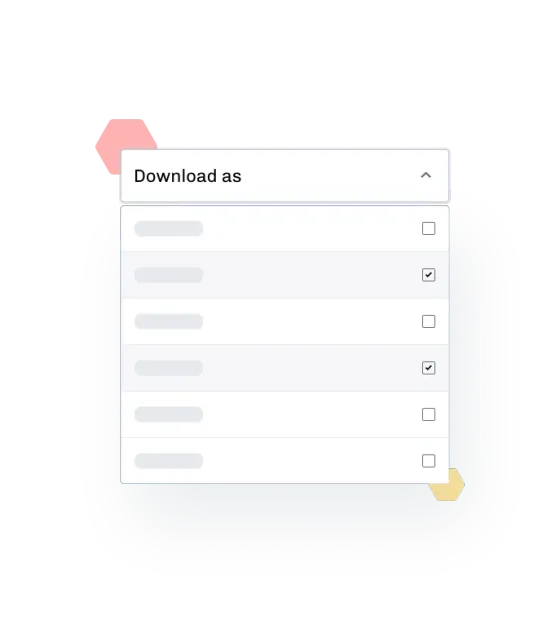 eola’s Download as menu open over a report, with two of the six formats ticked