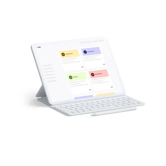 eola open on a tablet with add-ons to switch on: credit vouchers, class passes, check-in and memberships